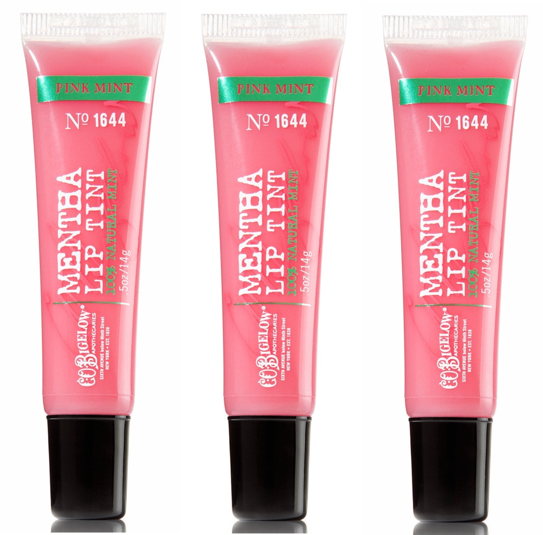 C.O. Bigelow Mentha, tinte labial rosa menta, para retoques diarios con acabado fresco.