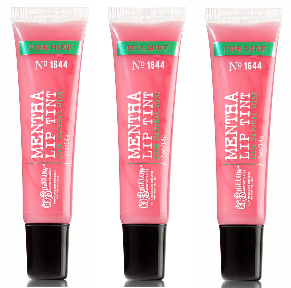 C.O. Bigelow Mentha, tinte labial rosa menta, para retoques diarios con acabado fresco.