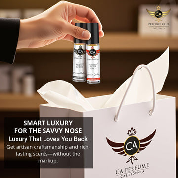 Aplicación en puntos de pulso con CA Perfume Amber Rouge Saffron para fragancia concentrada.