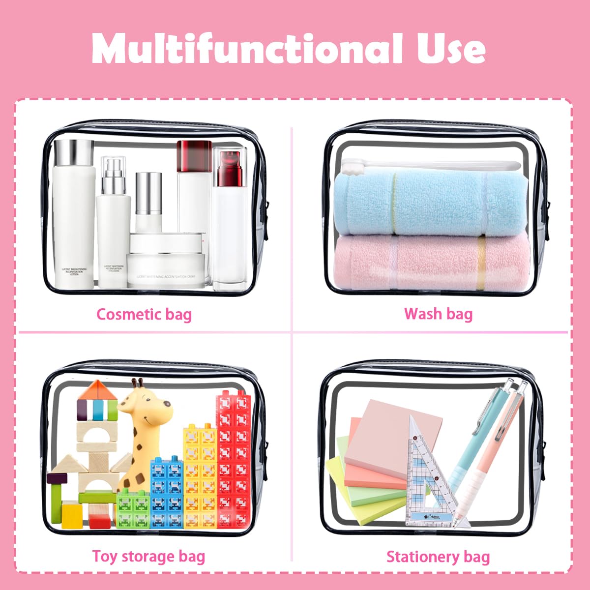 Cadavo bolsa de maquillaje transparente TSA aprobada en viajes sin complicaciones.