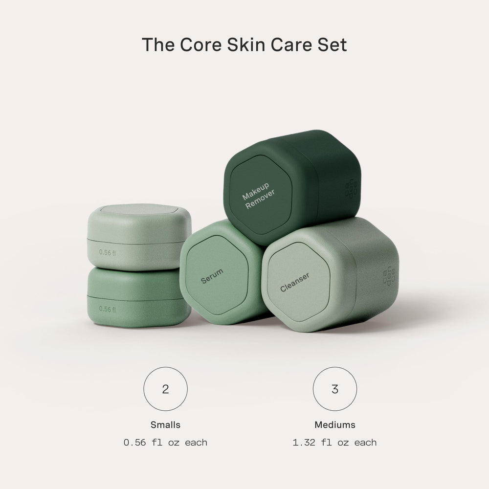 Cadence Core Skincare Set con dos tamaños para rutina diaria