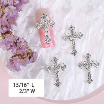 Cagzzee accesorios cruz 3D cristal para uñas; diseño elegante.