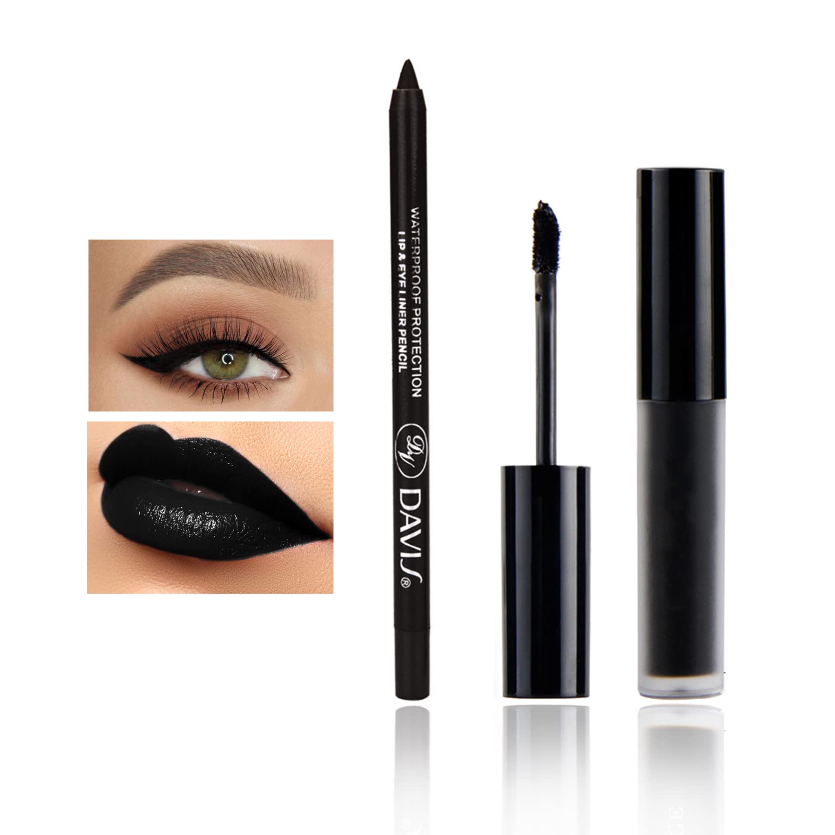 CAHIUYOA labial mate negro, acabado sedoso para look gótico.
