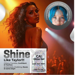 CAI BEAUTY NYC brillo cuerpo en brazos y hombros, acabado luminoso