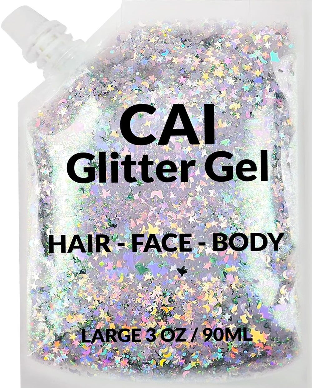 CAI BEAUTY NYC gel brillo cabello con luna y estrellas para looks festivos