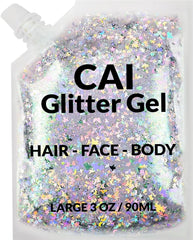 CAI BEAUTY NYC gel brillo cabello con luna y estrellas para looks festivos