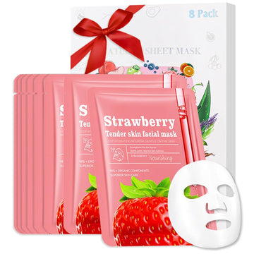 CAKAILA mascarilla facial fresa 8-pack: hidratación diaria para la piel