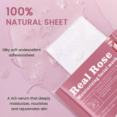CAKAILA mascarilla de rosas aplicada en rostro para hidratación y frescura.