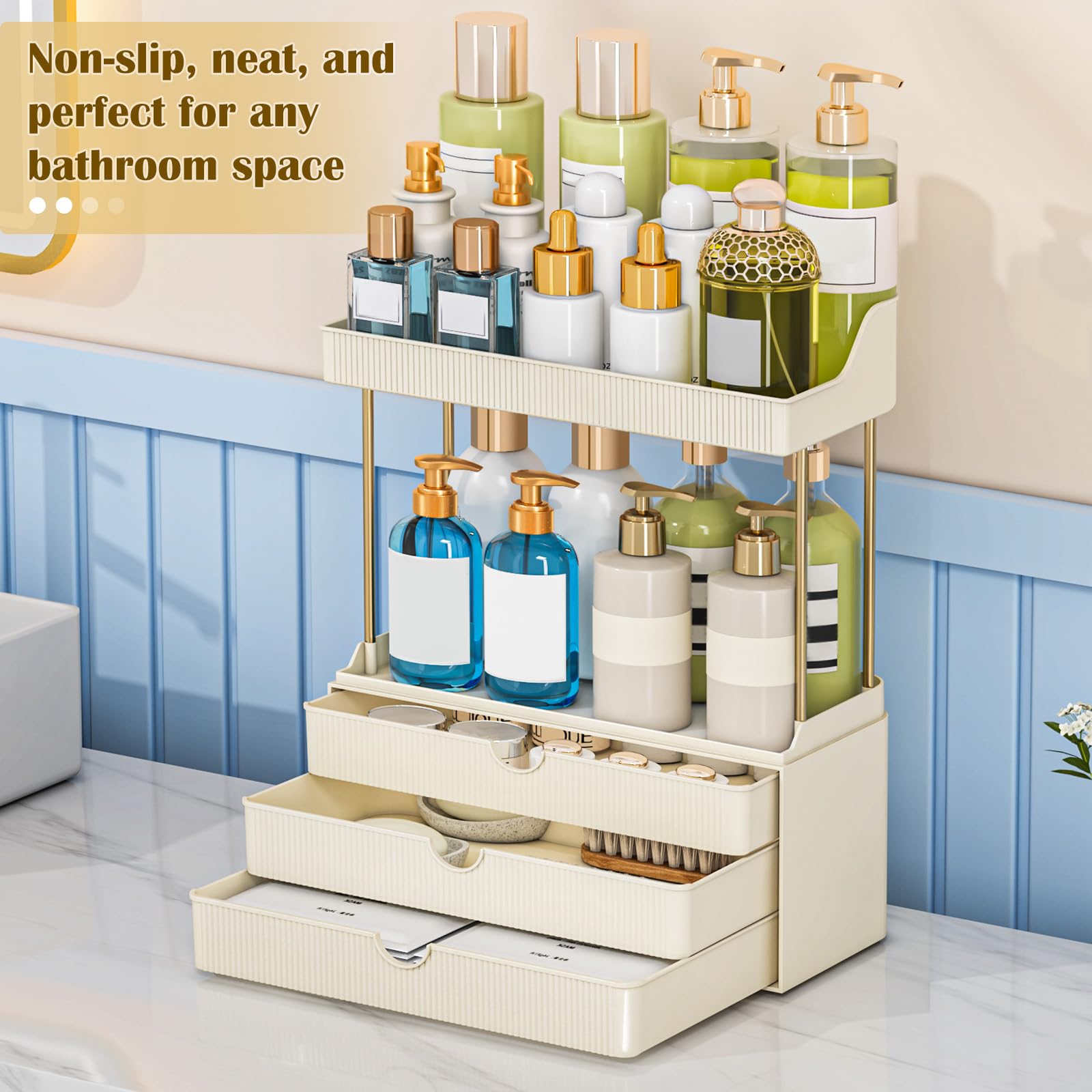 caktraie organizador de baño diseño estable evita deslizamientos en superficies.