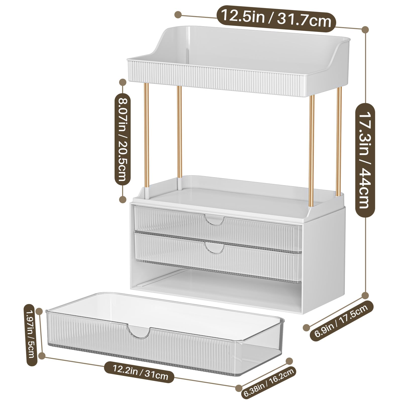 caktraie organizador de múltiples usos para baño y escritorio.