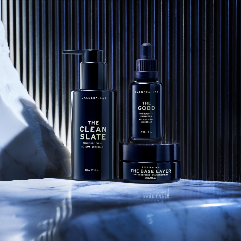 Caldera + Lab Régimen Rico aplicación matutina, base para SPF y cuidado de la barba.