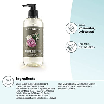 Caldrea Jabon Manos Rosewater Driftwood: envase práctico para colocar junto al lavabo