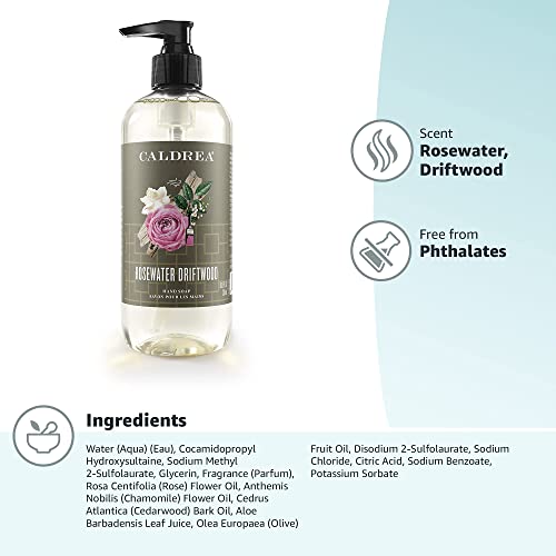 Caldrea Jabon Manos Rosewater Driftwood: envase práctico para colocar junto al lavabo