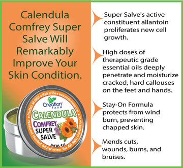 Calendula Comfrey Salve en crema rica para hidratación diaria.