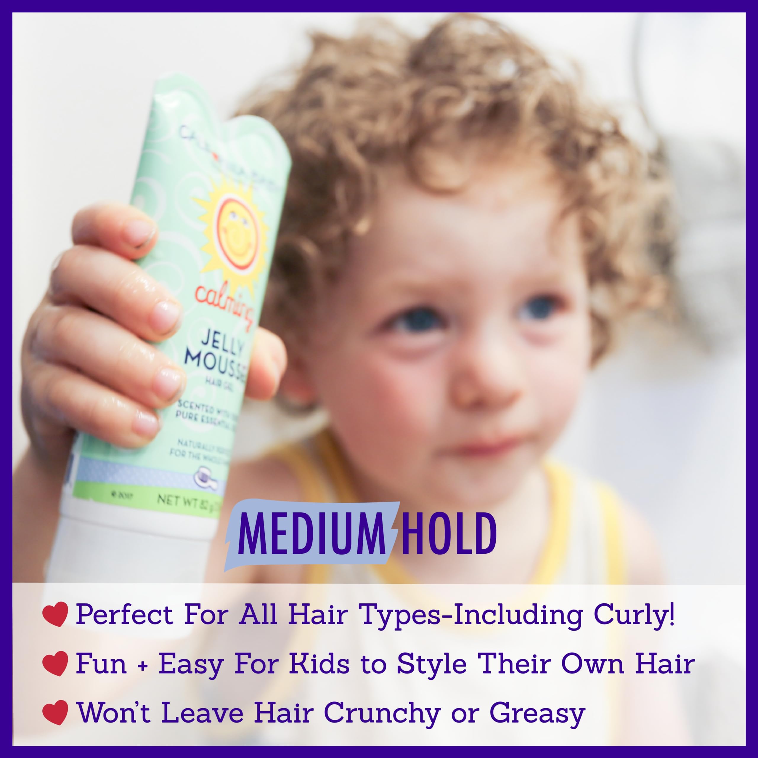 California Baby gel para cabello de niños, aroma lavanda suave durante la rutina diaria.