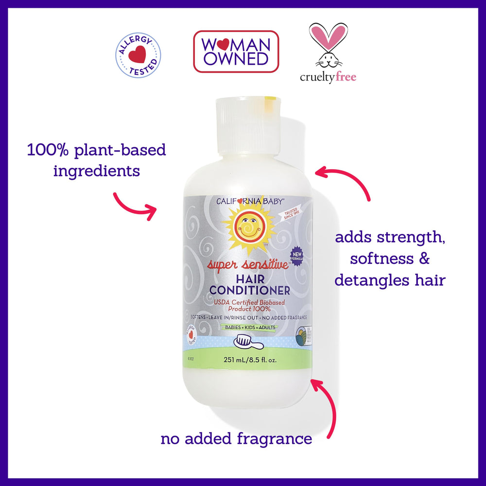 California Baby Super Sensitive Acondicionador, cabello rizado, define rizos y reduce enredos
