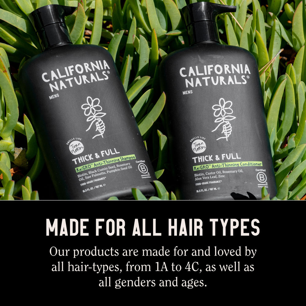 California Naturals Regro Shampoo etiqueta natural: fórmula limpia y sostenible.