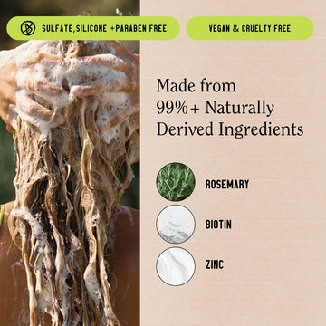 Etiqueta de California Naturals Re:GRO Shampoo y lista de ingredientes naturales
