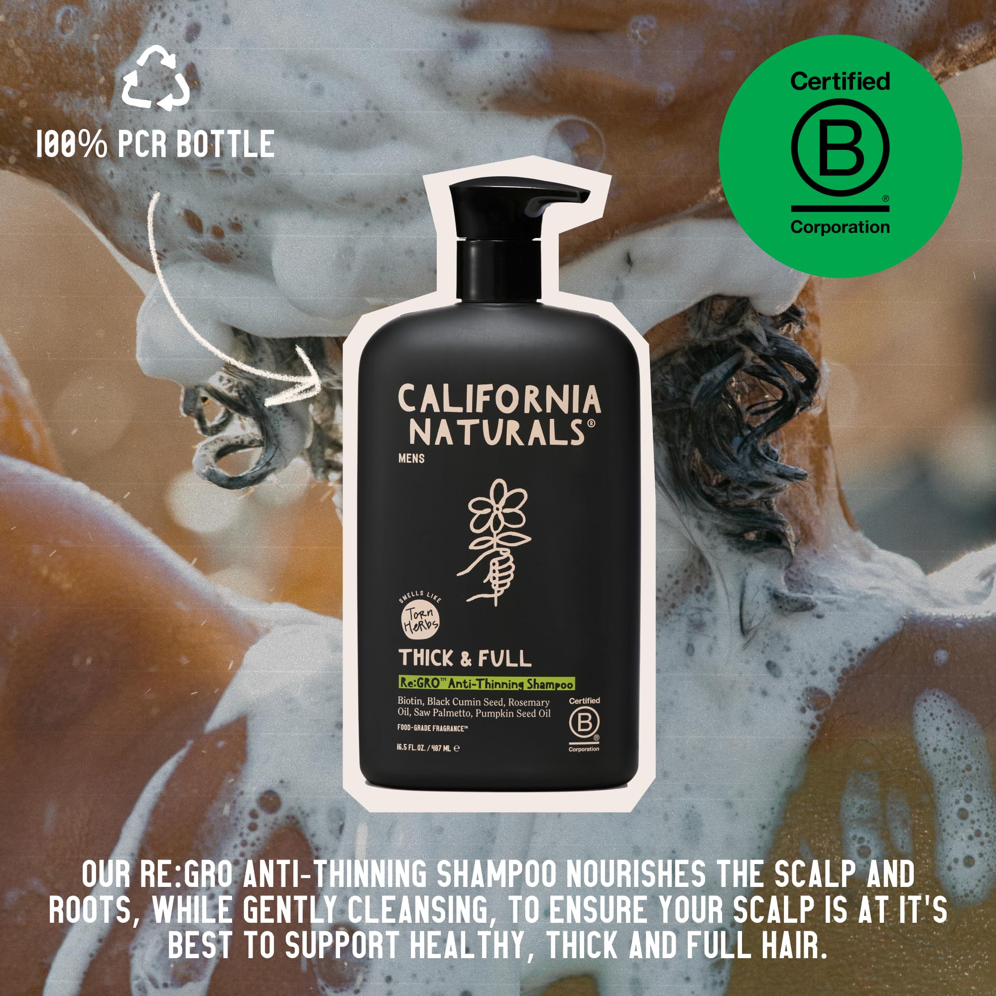 California Naturals Regro Shampoo probióticos: equilibrio del microbioma capilar.