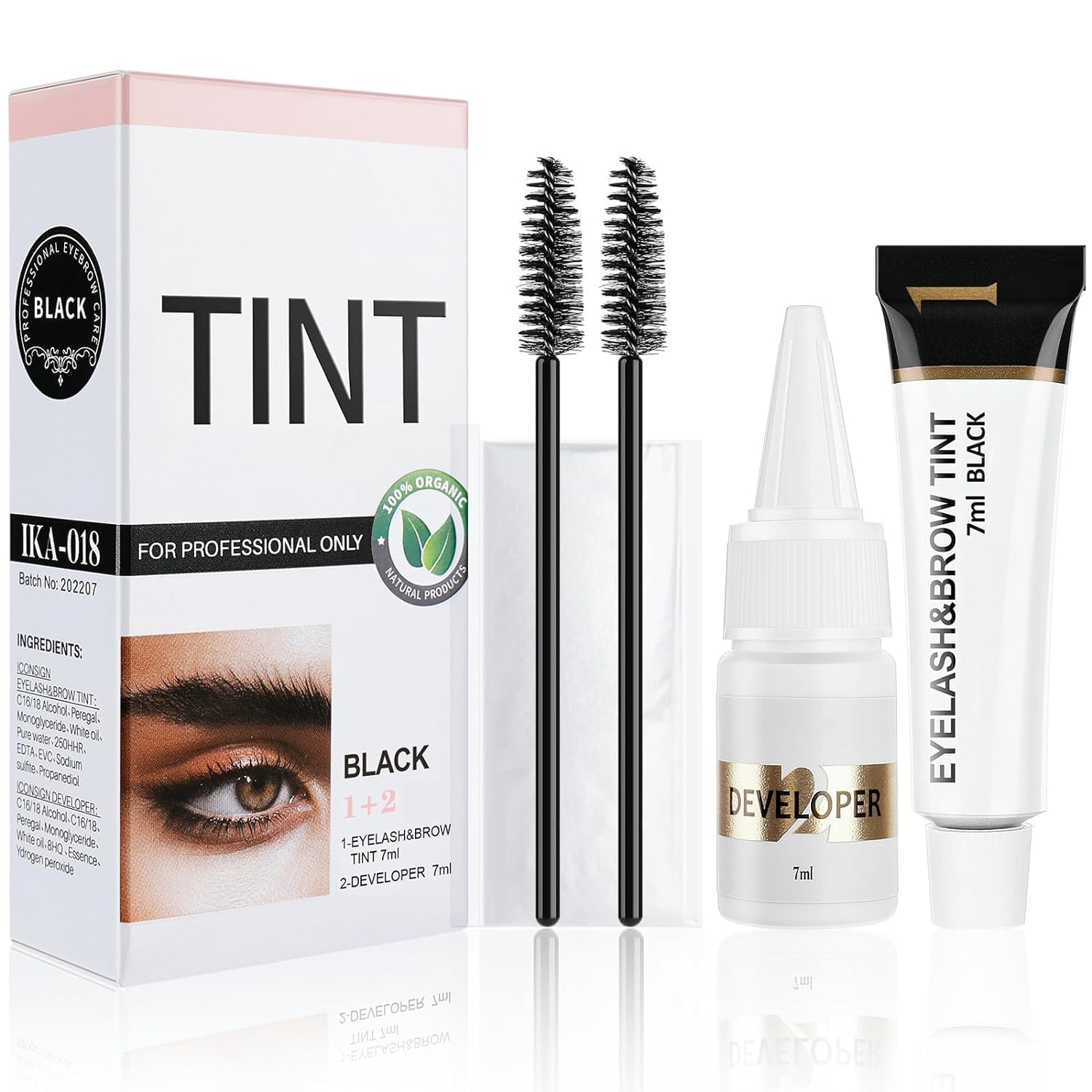 Callmynm kit coloración pestanas-cejas: empaque compacto para uso en casa.