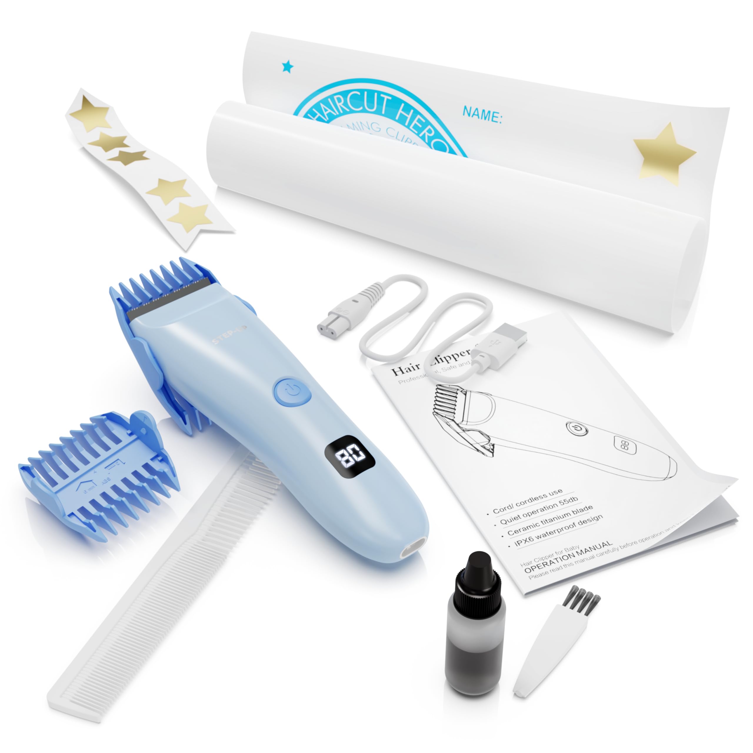 CALMING CLIPPER kit eléctrico silencioso de 18 piezas para cortes suaves