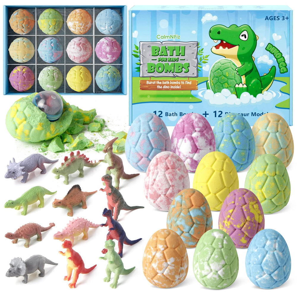 CalmNFiz bomba de baño con dinosaurio oculto, diversión para el baño de los niños.