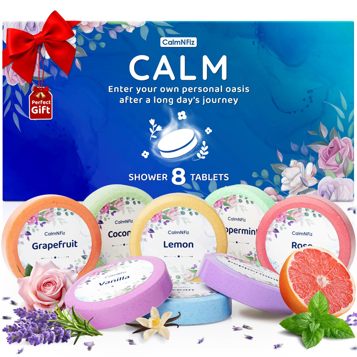 CalmNFiz tableta ducha rosa: aroma relajante para la ducha.
