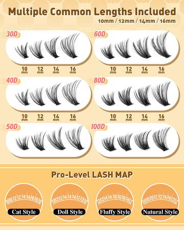 Calphdiar racimos 100D, pestañas densas para look impactante