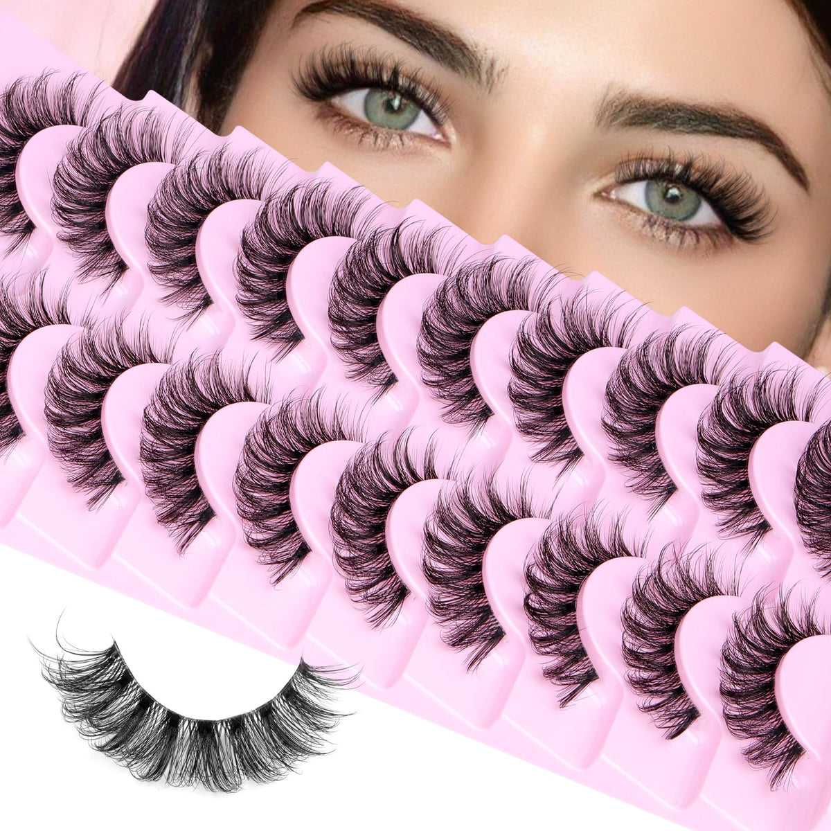 Calphdiar pestañas postizas naturales de 14 mm para un look suave y definido.