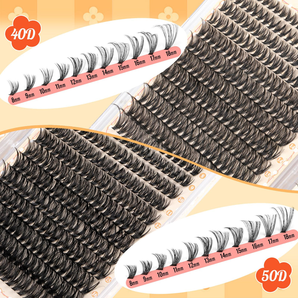 Pestañas calphdiar racimos, kit de 480 piezas para crear combinaciones.
