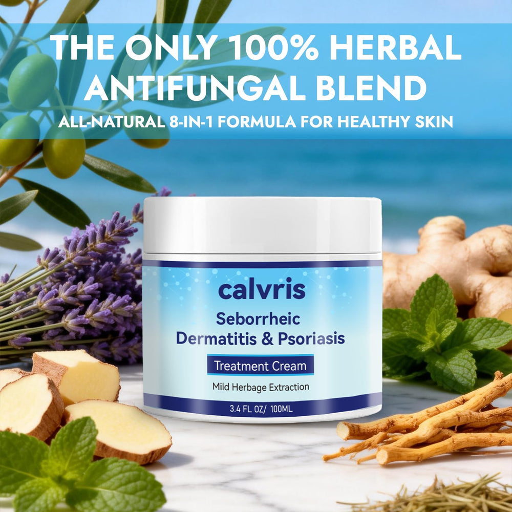 Beard application of Calvris Balm for non-greasy, comfortable care.