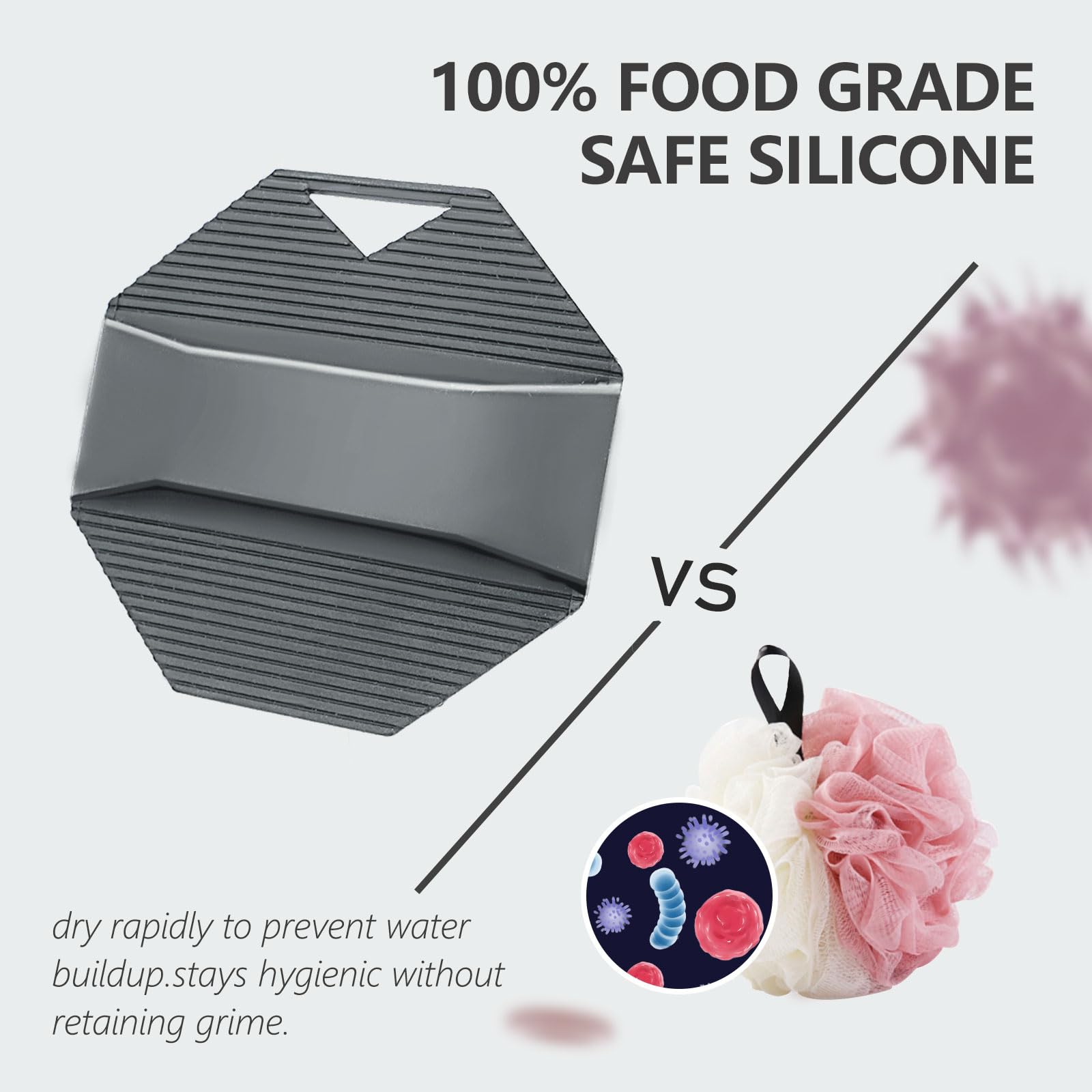 CAMENDE exfoliante de cuerpo silicona con superficie plana para limpieza suave.