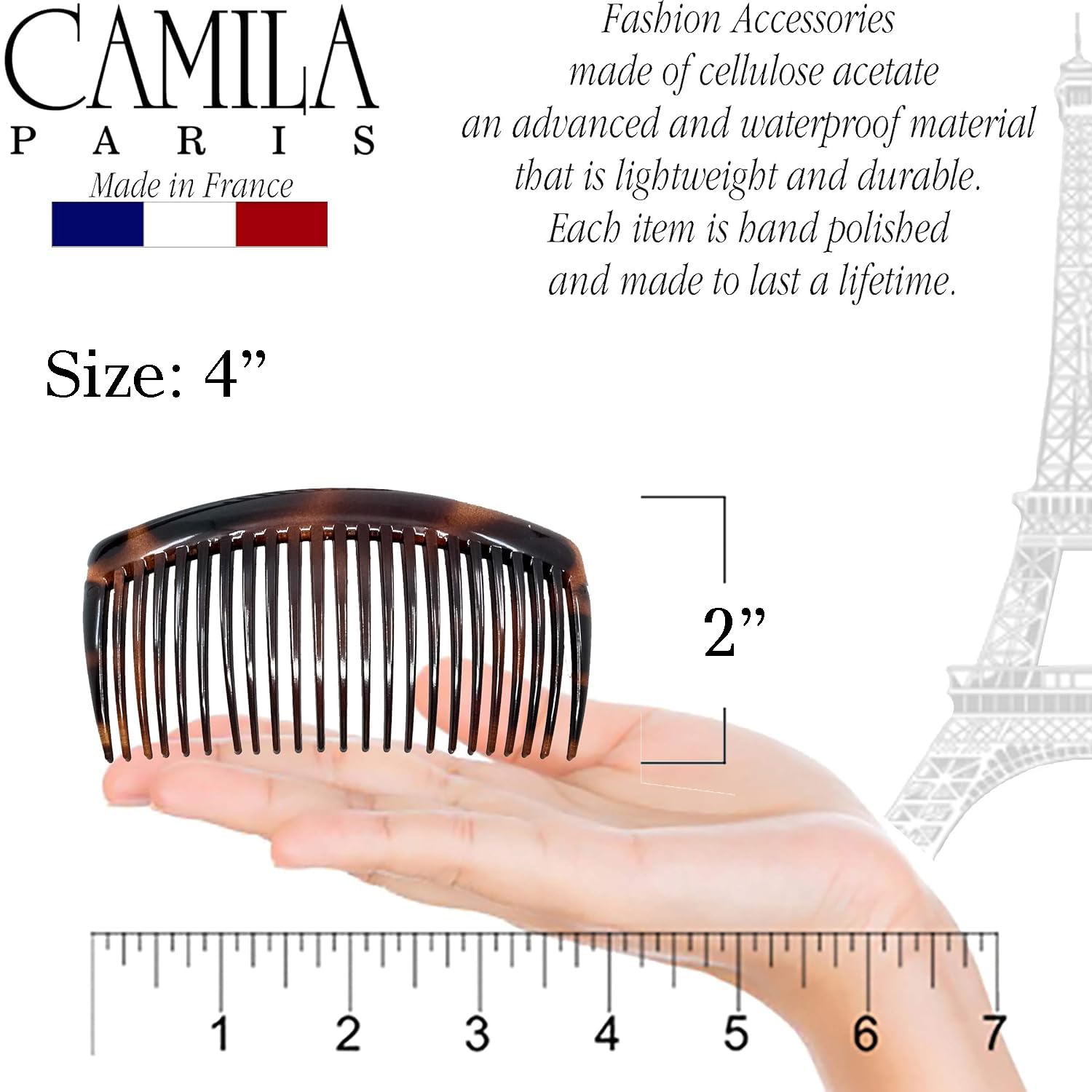 Peineta francesa grande para recogidos, acabado elegante Camila Paris AD66/2.