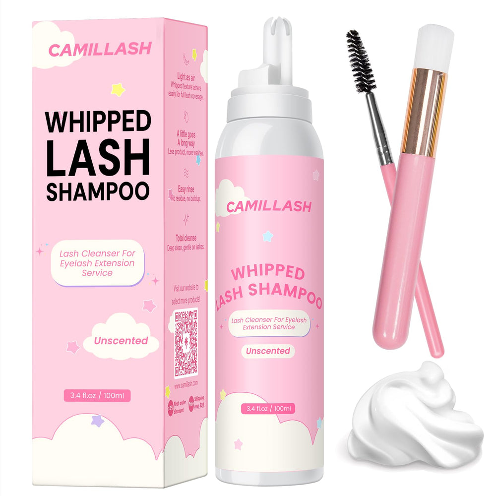 Camillash limpieza-pestañas-espuma-densa: limpieza suave para extensiones.