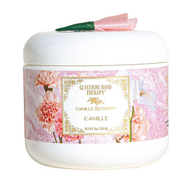 Crema de manos Camille Beckman con glicerina, frasco de 8 onzas para hidratación diaria.