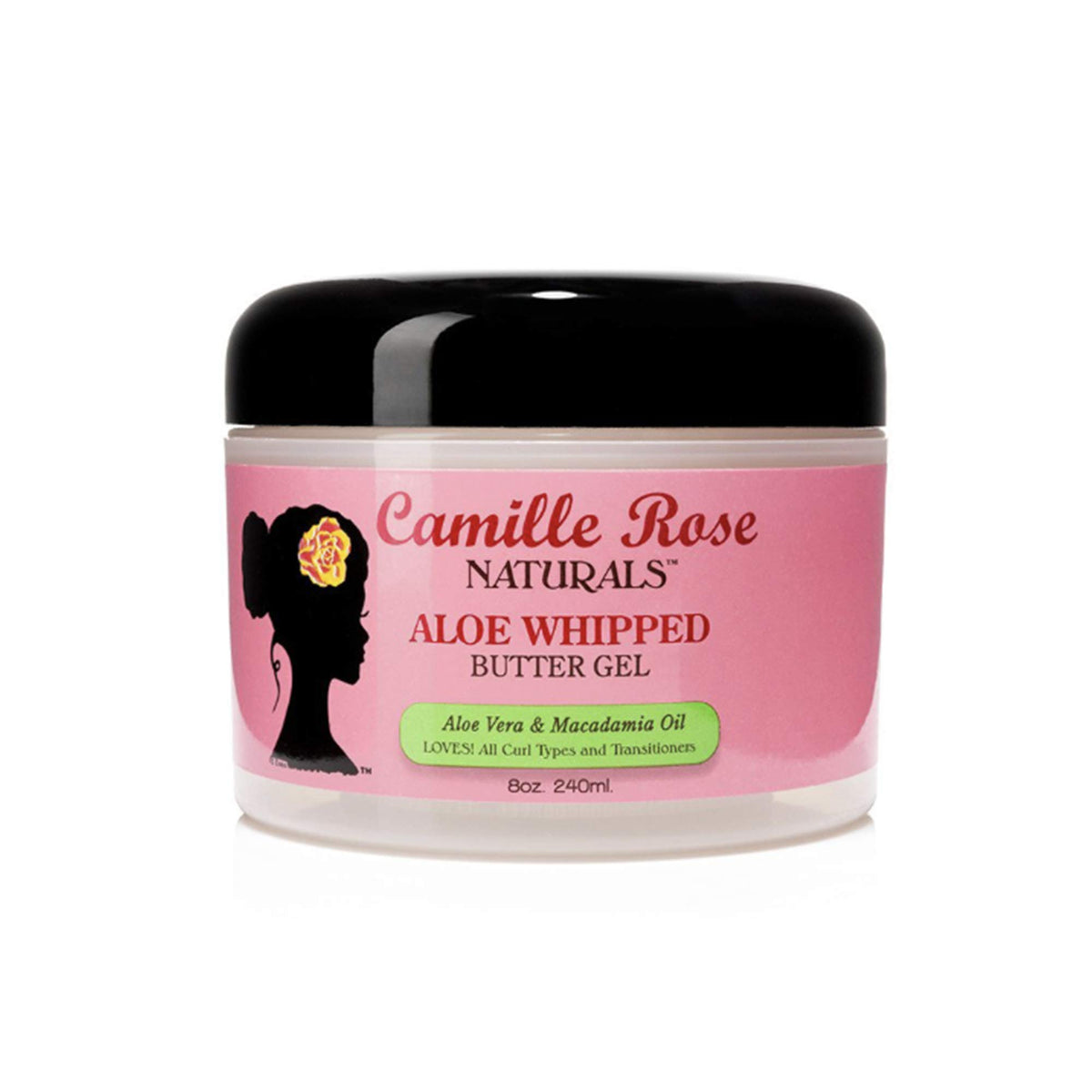 Camille Rose Aloe Whipped Butter Gel bote para hidratación ligera del cabello