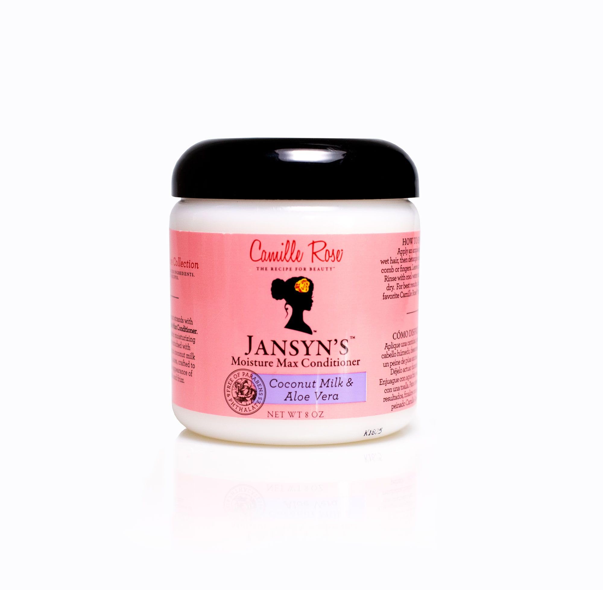 Camille Rose Moisture Max: acondicionador en frasco para hidratación profunda.