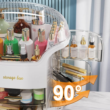 CandleWo diseño con cuatro compartimentos, ideal para cosméticos variados.
