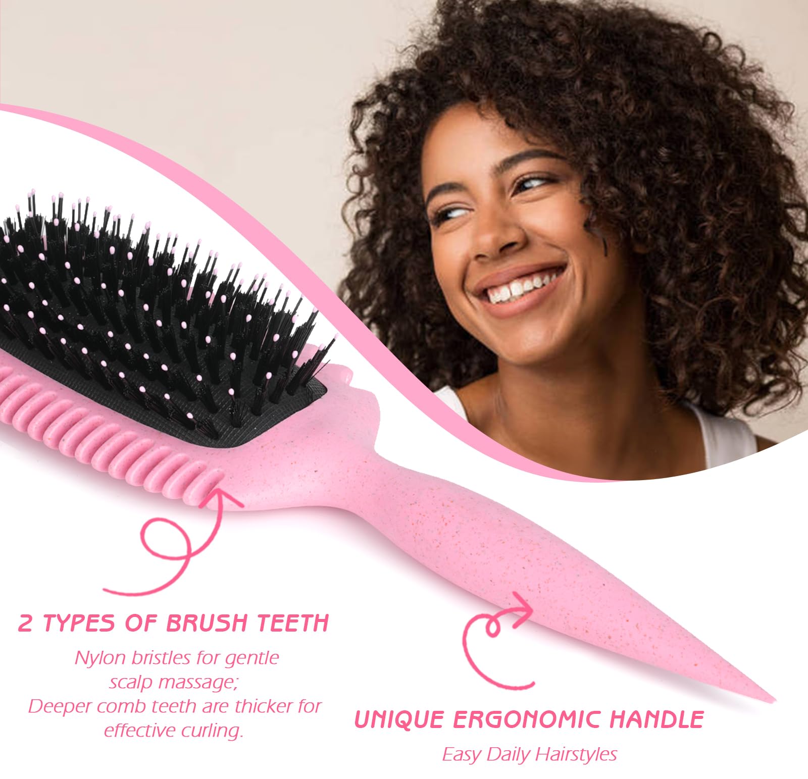 Candy Brush masaje-cuero cabelludo durante el desenredo para una experiencia suave.