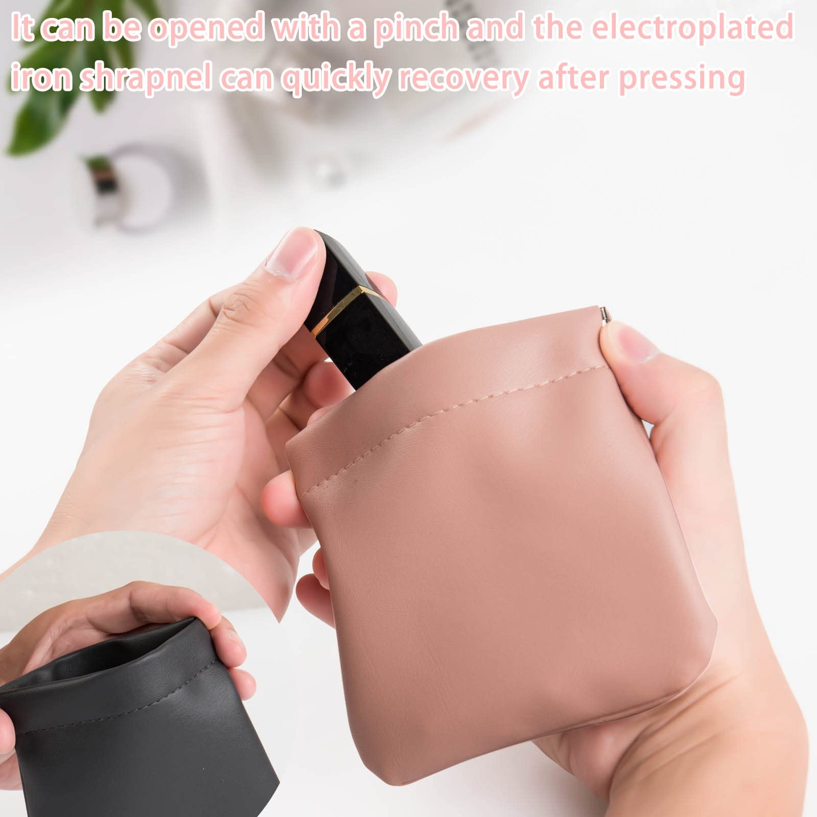 CANIPHA bolsa cosmética piel de cordero azul cielo, ideal para maquillaje diario.