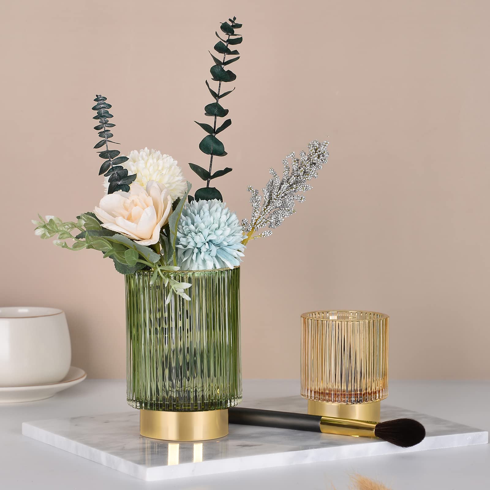CANITORON exhibidor belleza, vidrio verde, muestra elegante para tu tocador.