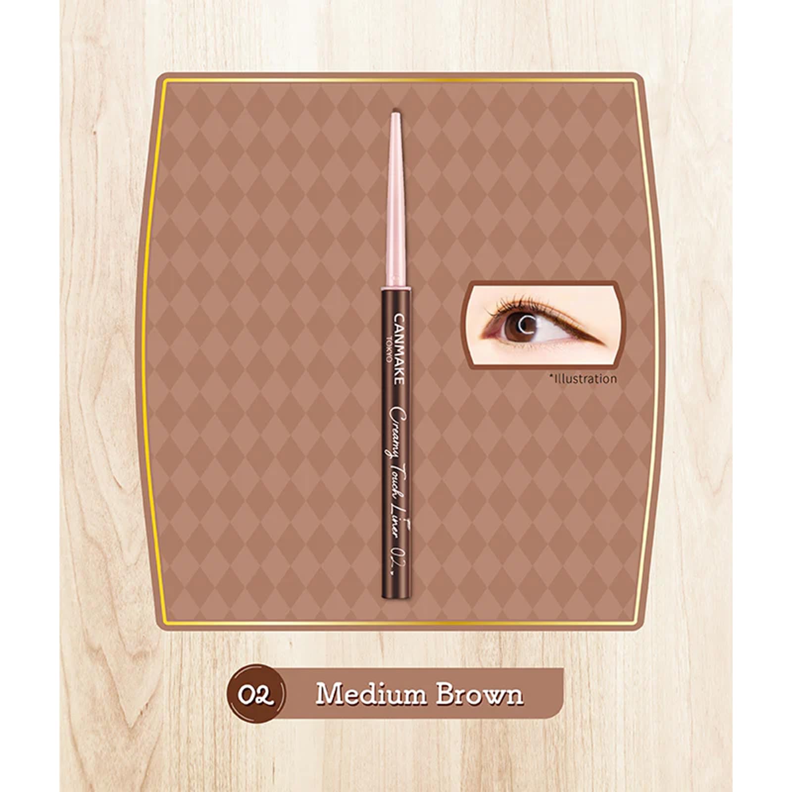 CANMAKE Creamy Touch Liner tono marrón medio para look natural.