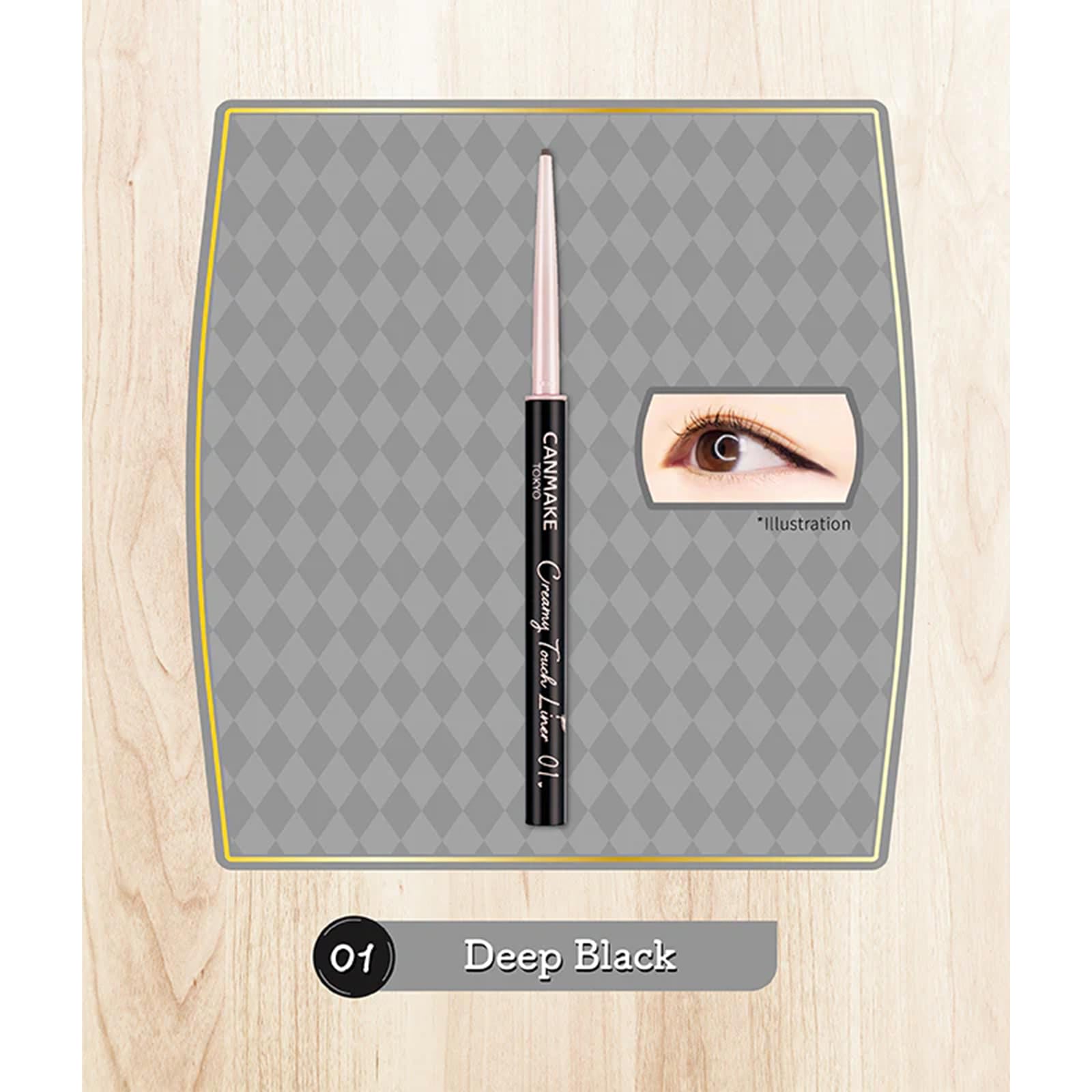 CANMAKE Delineador Cremoso Toque Suave 01 Negro Intenso, punta de 1,5 mm para trazos finos