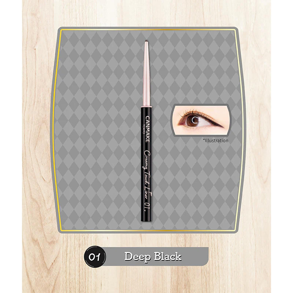 CANMAKE Delineador Cremoso Toque Suave 01 Negro Intenso, punta de 1,5 mm para trazos finos
