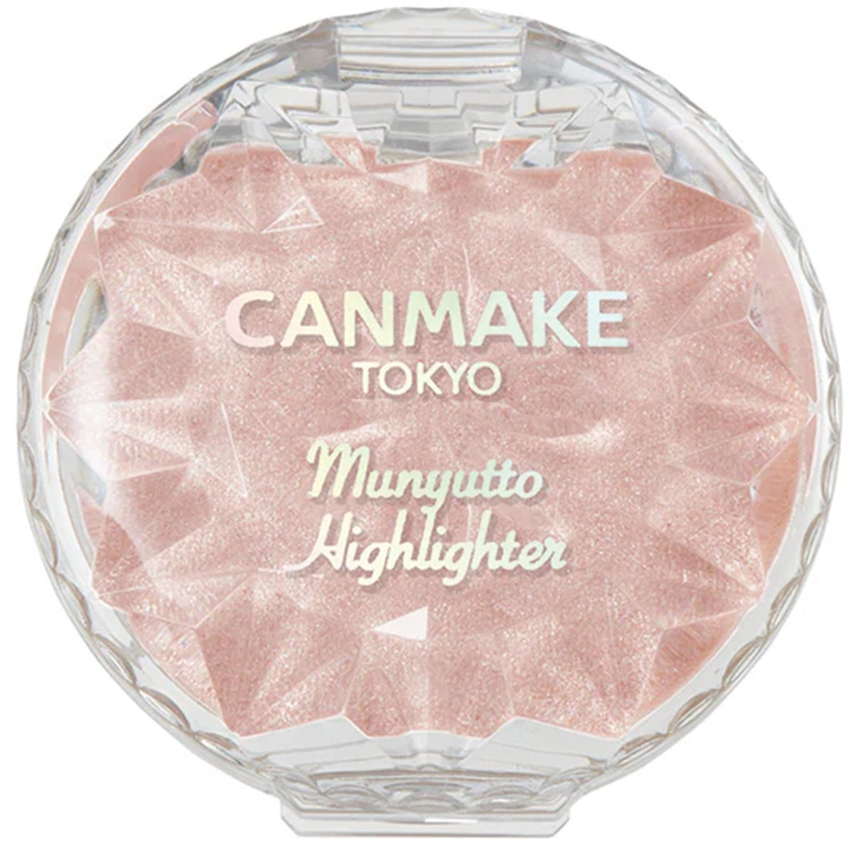 CANMAKE Munyutto iluminador polvo compacto cuarzo rosado para brillo natural.