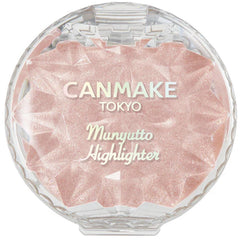 CANMAKE Munyutto iluminador polvo compacto cuarzo rosado para brillo natural.