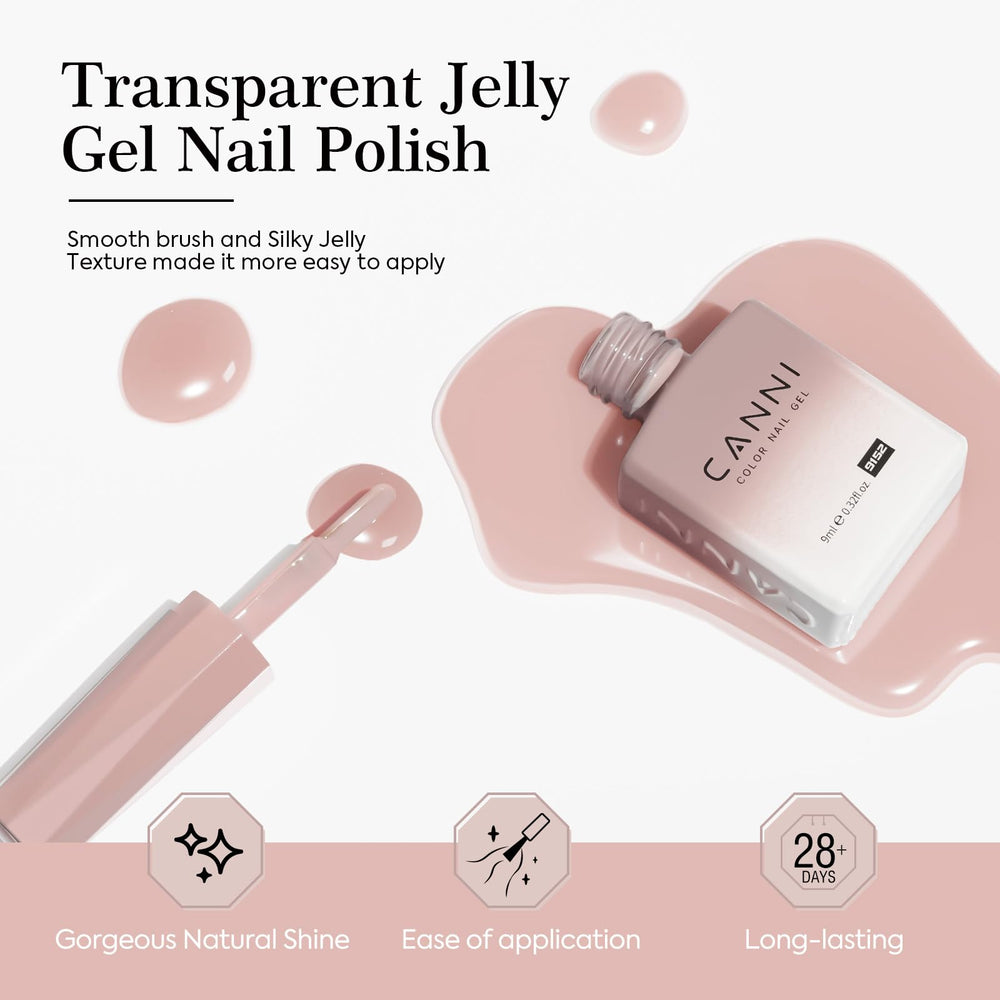 CANNI gel polish bottle set close-up highlights vibrant, translucent pink shades