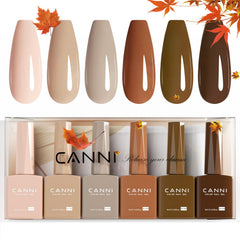 CANNI nude-brown gel set bottle closeup for precise color view and safe formula