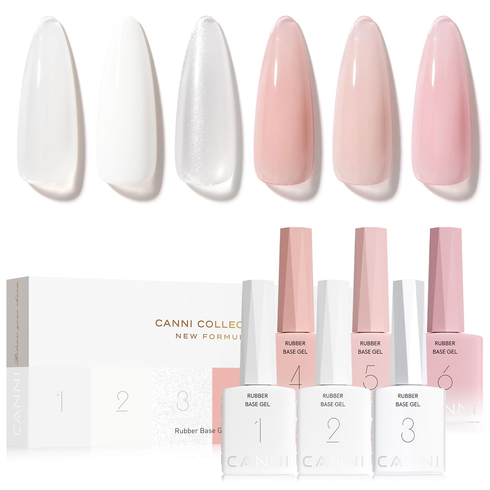 CANNI Base Gel Blanco Lechoso, base suave para fortalecer uñas naturales y preparar manicura francesa.