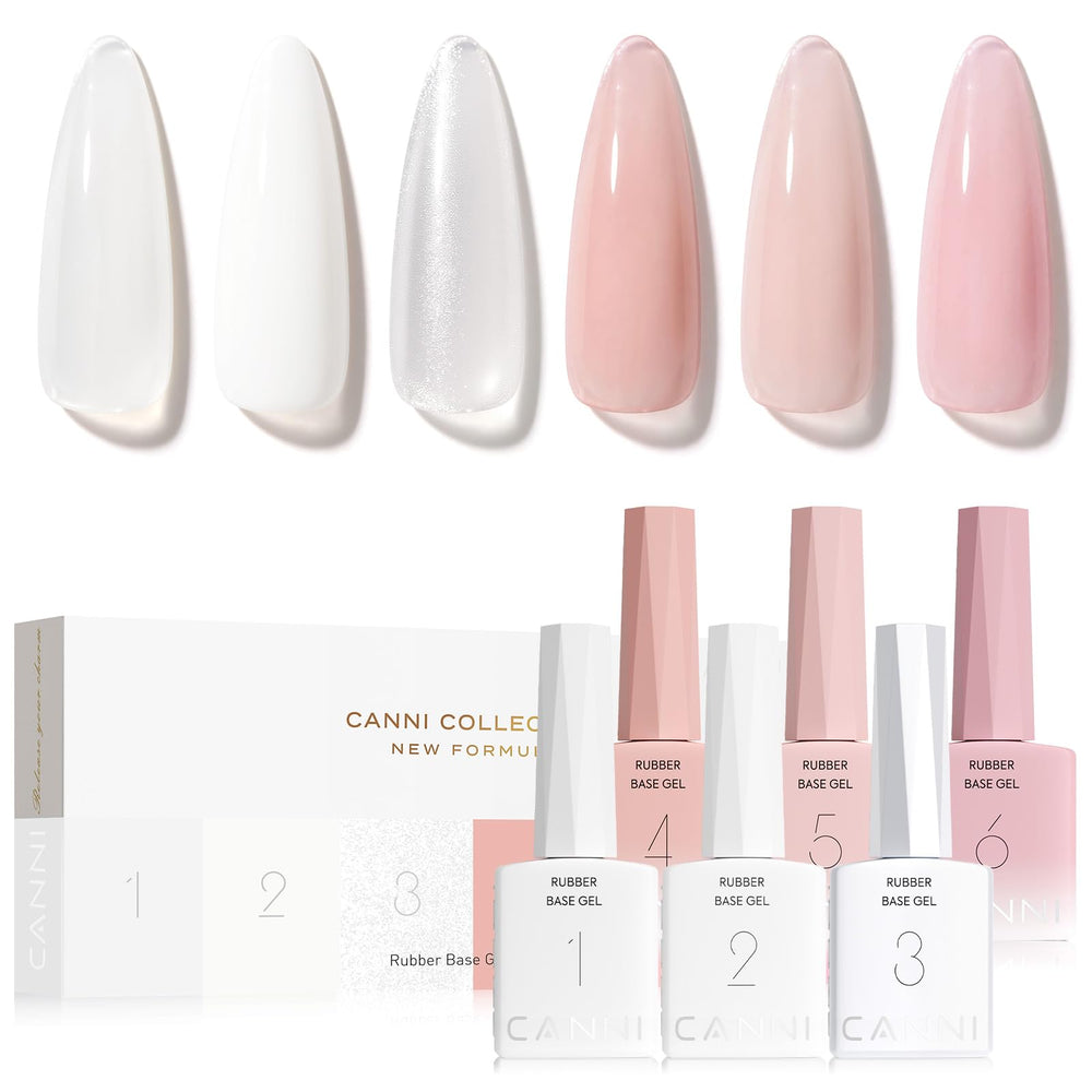 CANNI Base Gel Blanco Lechoso, base suave para fortalecer uñas naturales y preparar manicura francesa.
